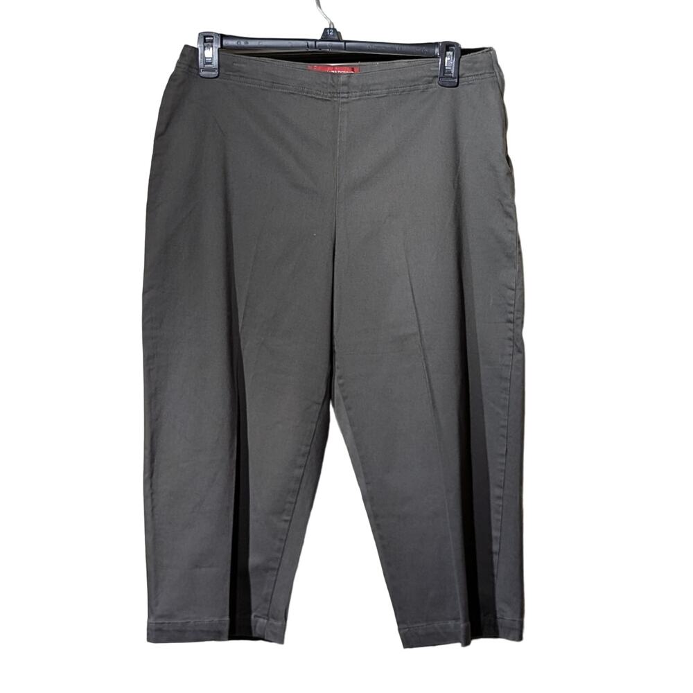 Gloria Vanderbilt Loden Side Zip No Waistband Flat Front Pedal Pusher Pant Sz 14